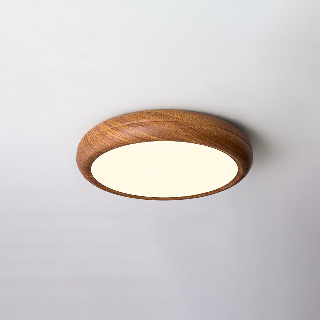 Lampa sufitowa okrągła z drewnianym wykończeniem