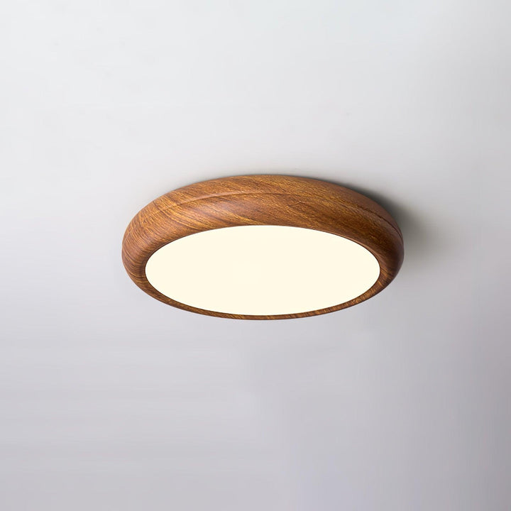 Lampa sufitowa okrągła z drewnianym wykończeniem