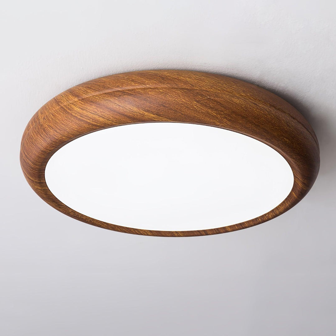 Lampa sufitowa okrągła z drewnianym wykończeniem