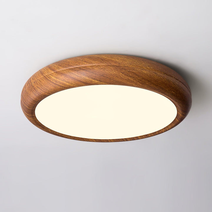 Lampa sufitowa okrągła z drewnianym wykończeniem