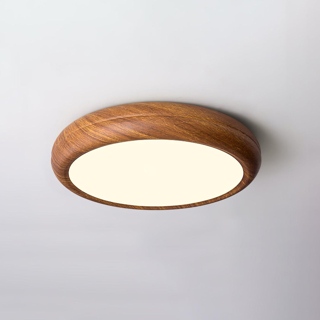 Lampa sufitowa okrągła z drewnianym wykończeniem