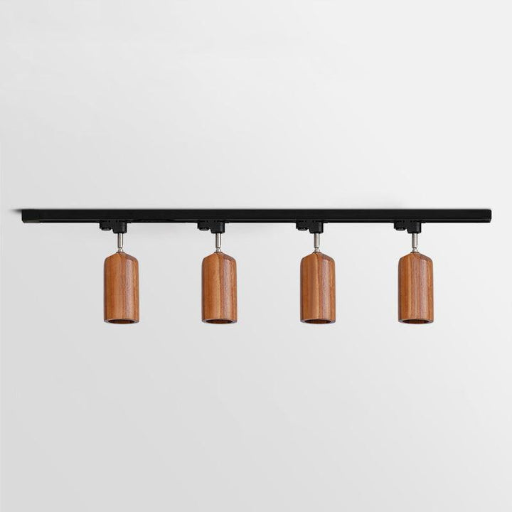 Lampa sufitowa na drewnianym torze