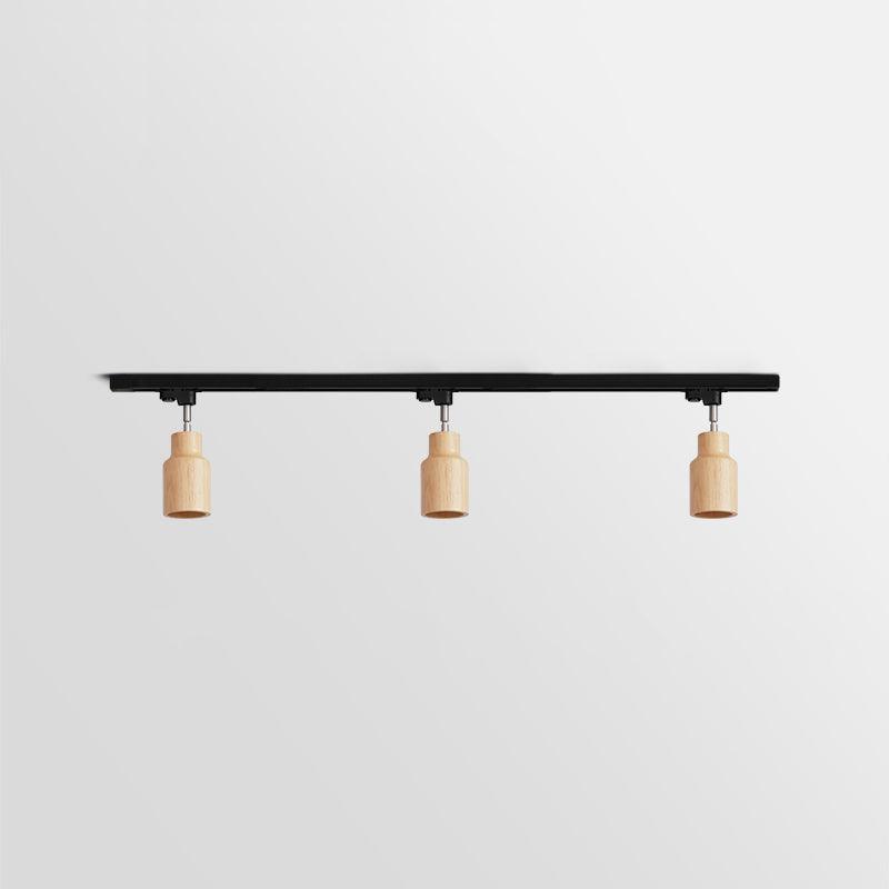 Lampa sufitowa na drewnianym torze