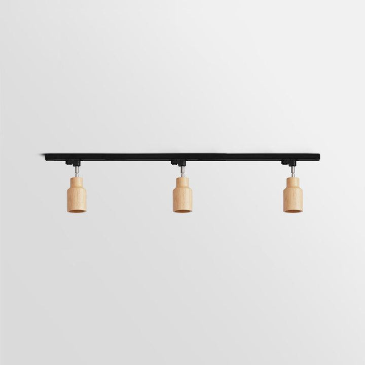 Lampa sufitowa na drewnianym torze
