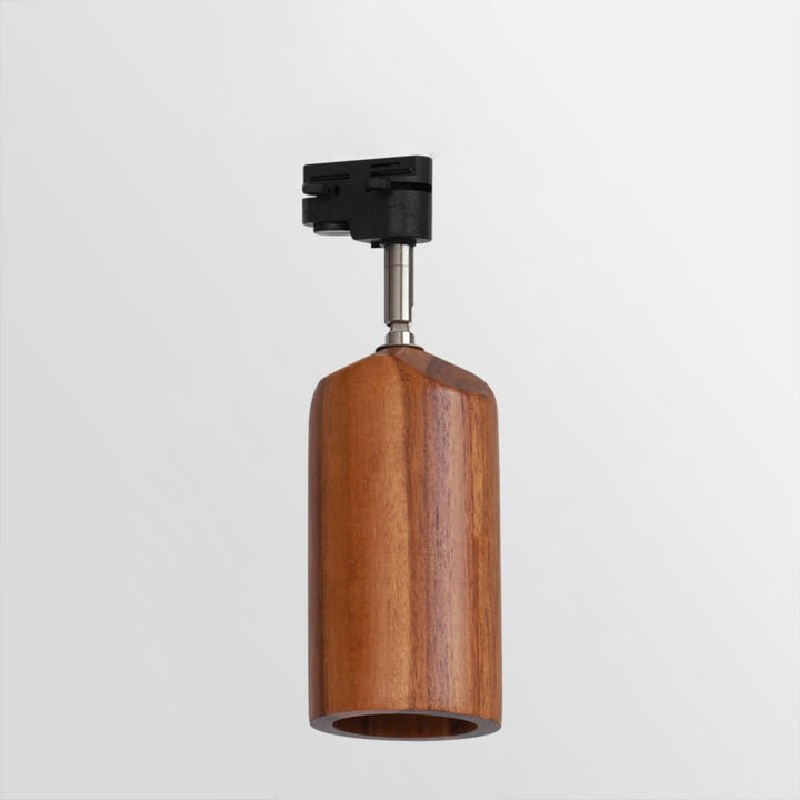 Lampa sufitowa na drewnianym torze