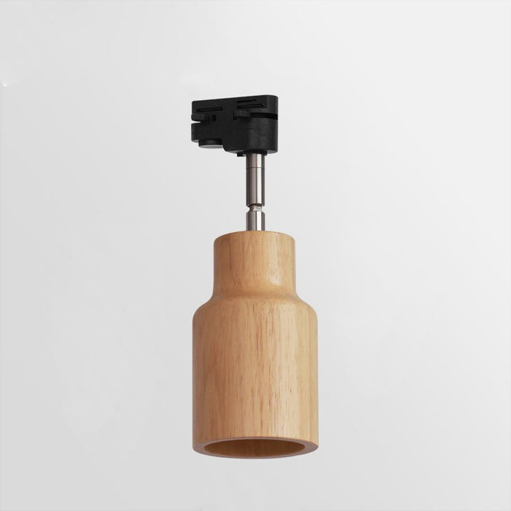 Lampa sufitowa na drewnianym torze