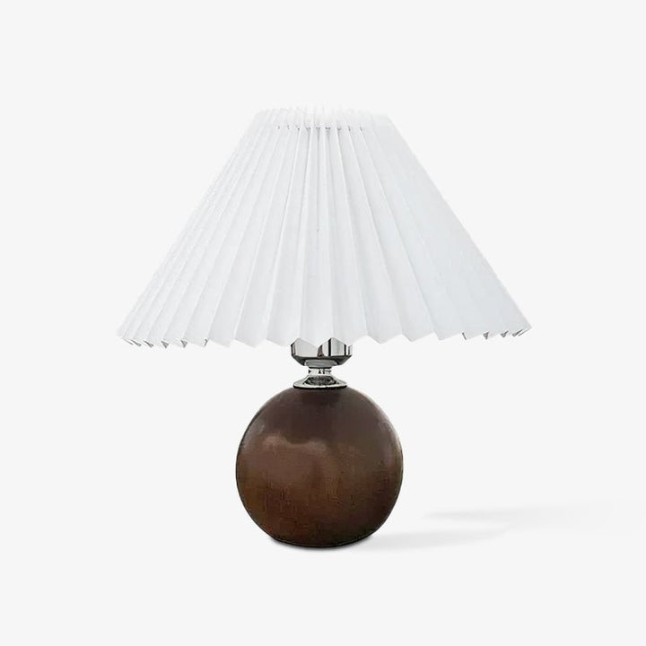 Drewniana Lampa Stołowa z Plisowanym Abażurem