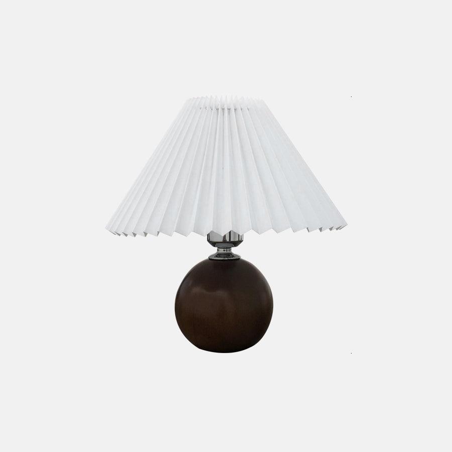Drewniana Lampa Stołowa z Plisowanym Abażurem