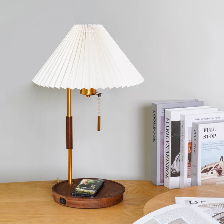Drewniana Lampa Stołowa Retro
