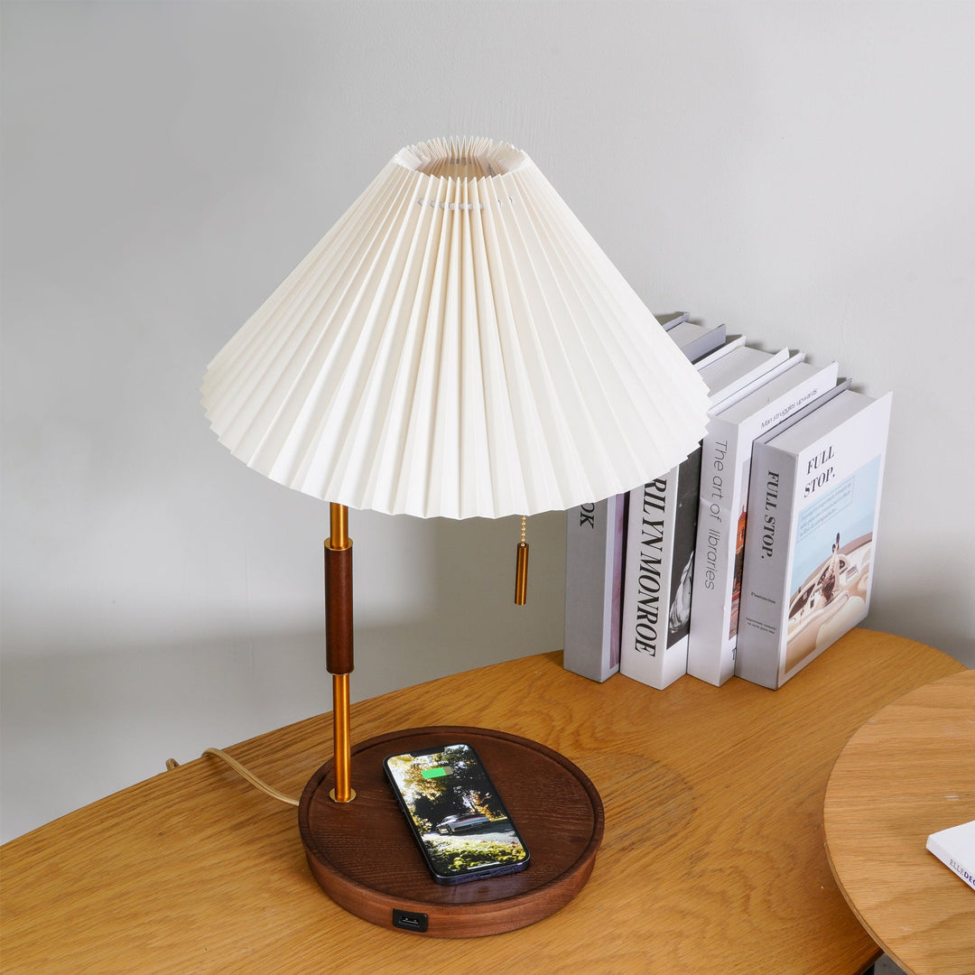 Drewniana Lampa Stołowa Retro