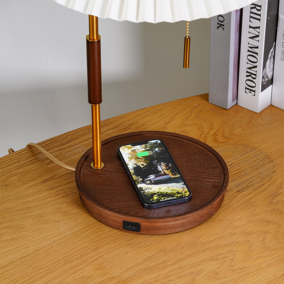 Drewniana Lampa Stołowa Retro