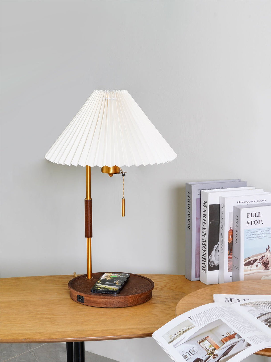 Drewniana Lampa Stołowa Retro