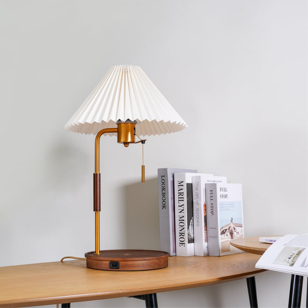 Drewniana Lampa Stołowa Retro