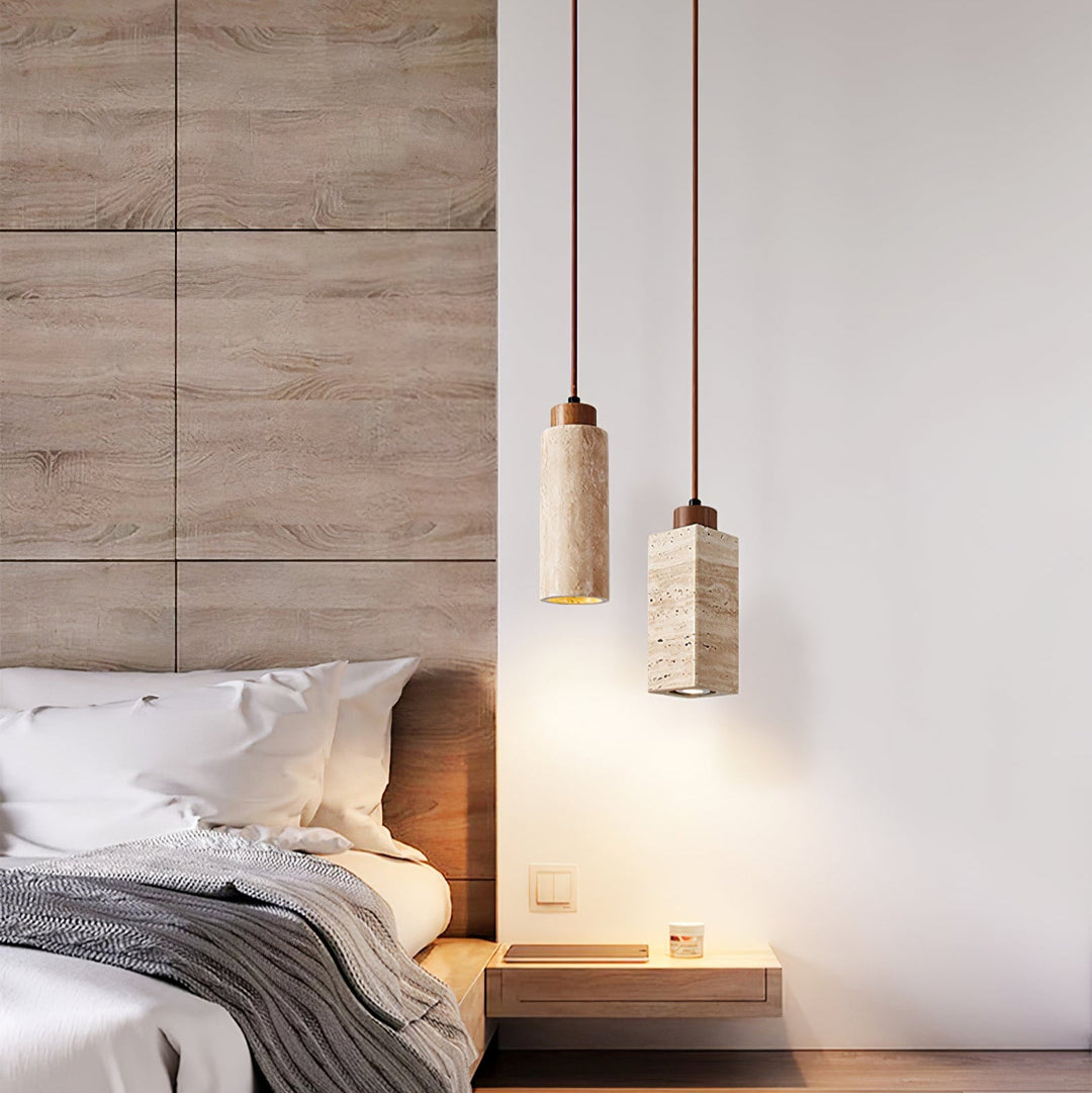 Lampa wisząca Solvara z trawertynu