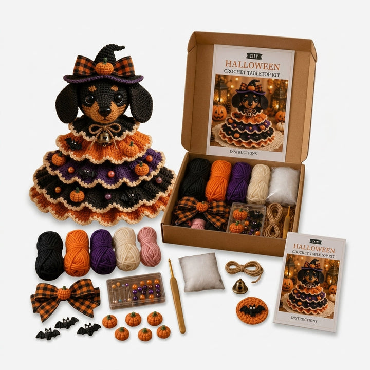 Hallowstitch – Warstwowy Szydełkowy Kot Czarownica na Halloween