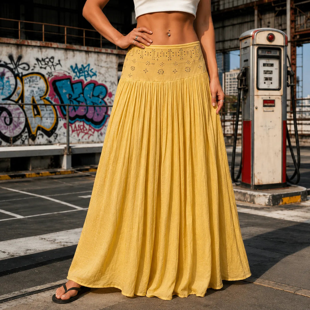 Soléra – Spódnica maxi boho w kształcie litery A z wysokim stanem dla kobiet