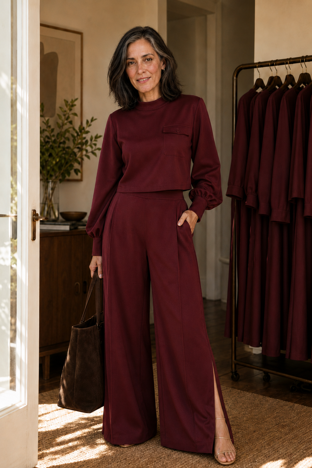 Wearbella – Zestaw bluzki z rękawem biskupa i szerokich spodni
