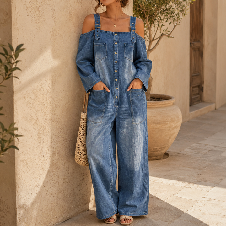 Wearbella – Ogrodniczki z szerokimi nogawkami i odkrytymi ramionami