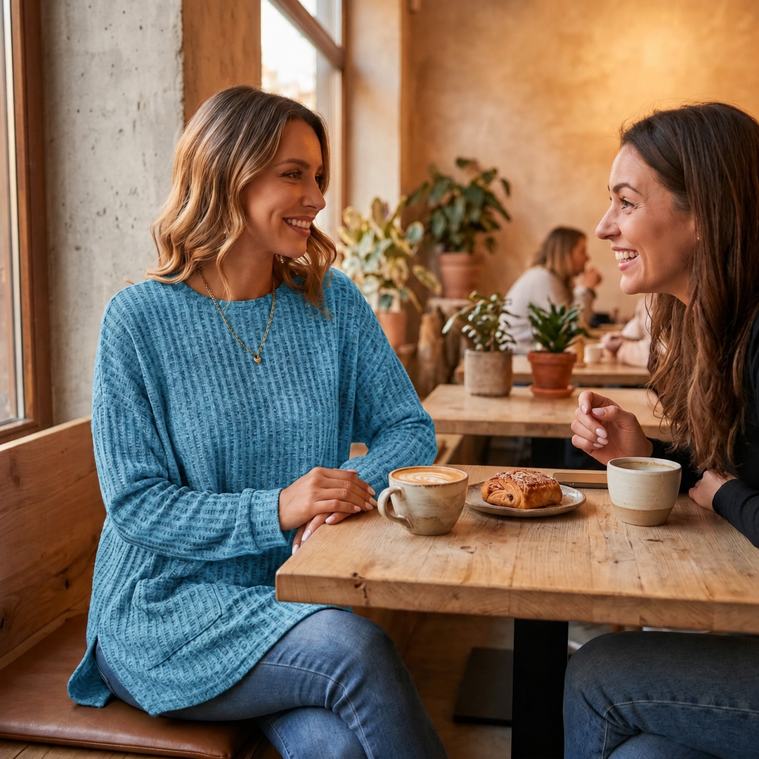Wovelle – Oversize Sweter z Dzianiny Waffle