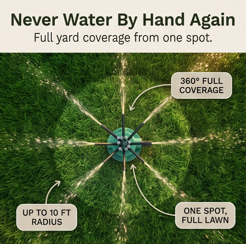 Aquava – 360° Wieloramienny Zraszacz Ogrodowy