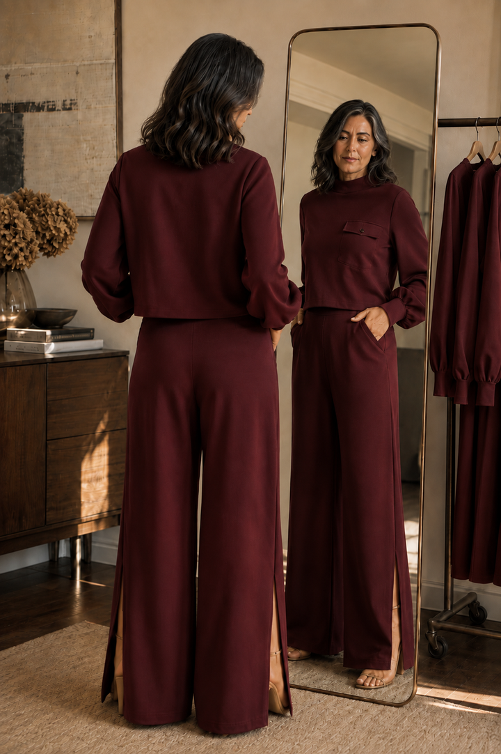 Wearbella – Zestaw bluzki z rękawem biskupa i szerokich spodni