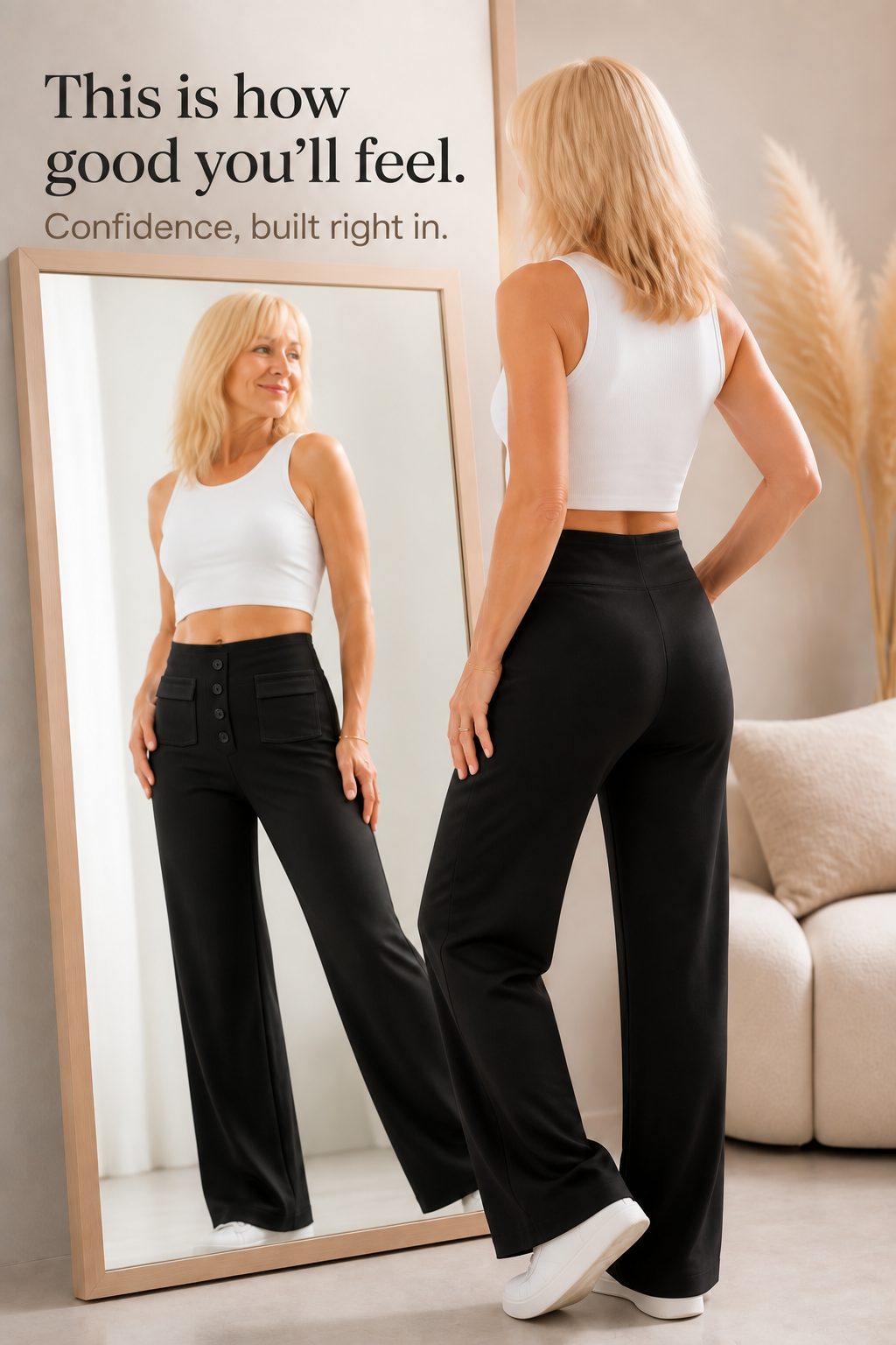 Sitwell – Spodnie Stretch z Wysokim Stanem i Guzikami