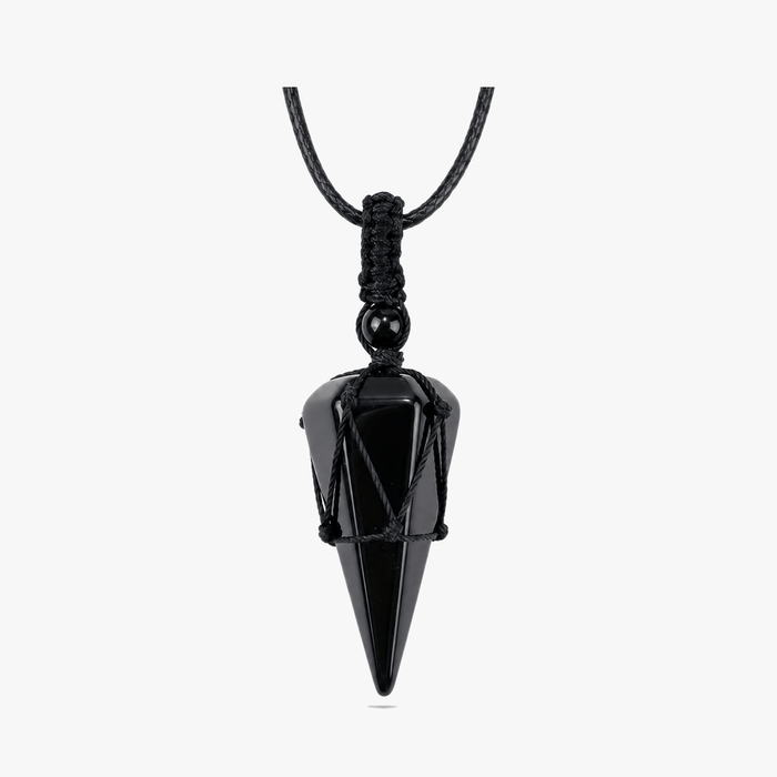 Noctera – Wisior z Obsidianu Owijany Makramą