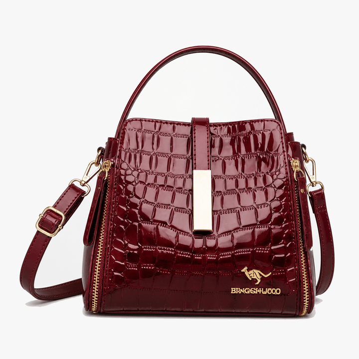 Velora – Torebka Crossbody w Lakierowanym Krokodylu