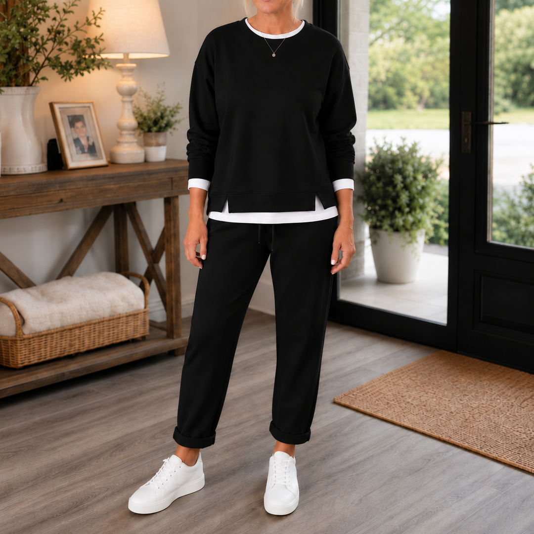 Wearbella – Zestaw z bluzą z bocznymi rozcięciami i dresami