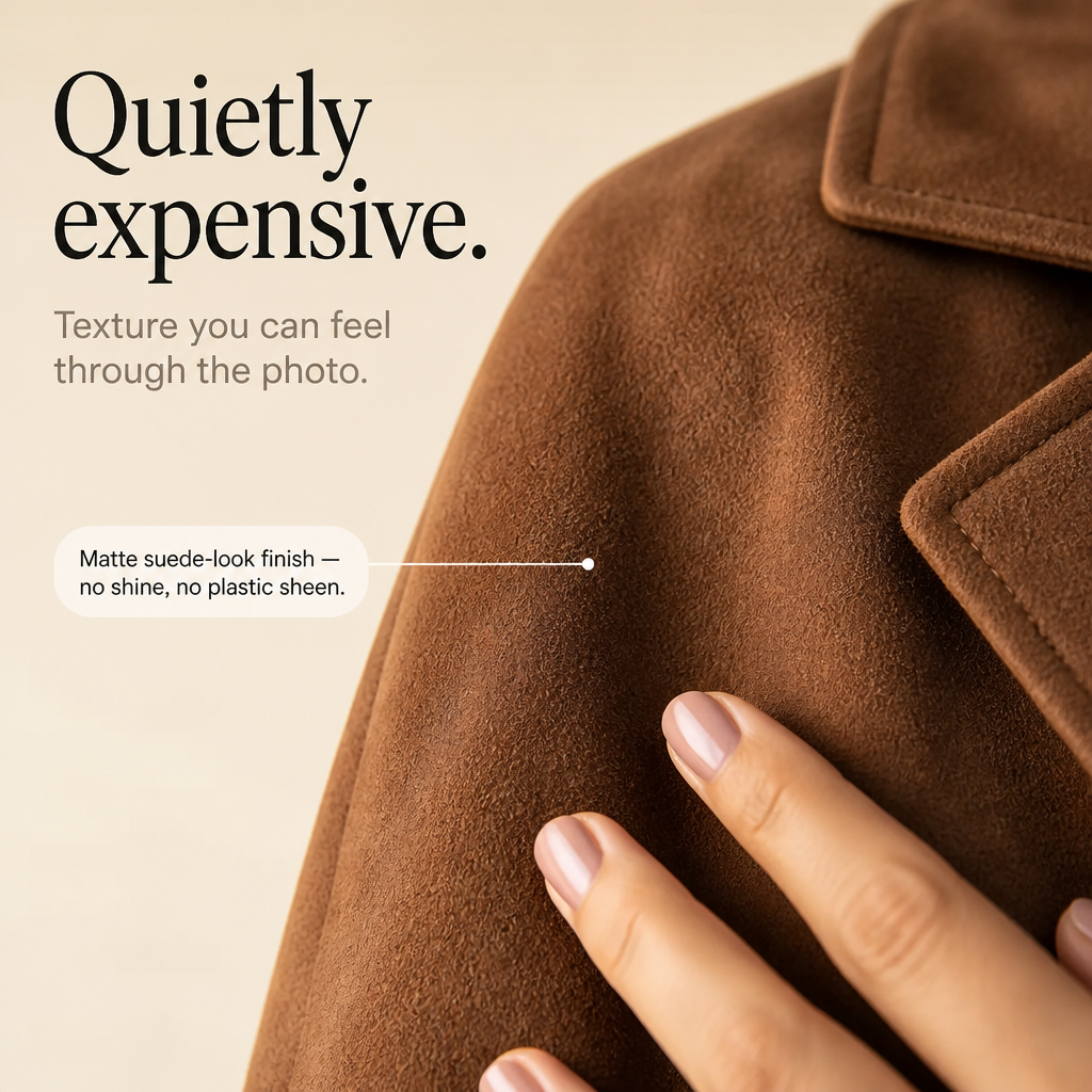 Draperie – Suede Trench, Który Porusza Się Razem z Tobą, a Nie Wokół Ciebie