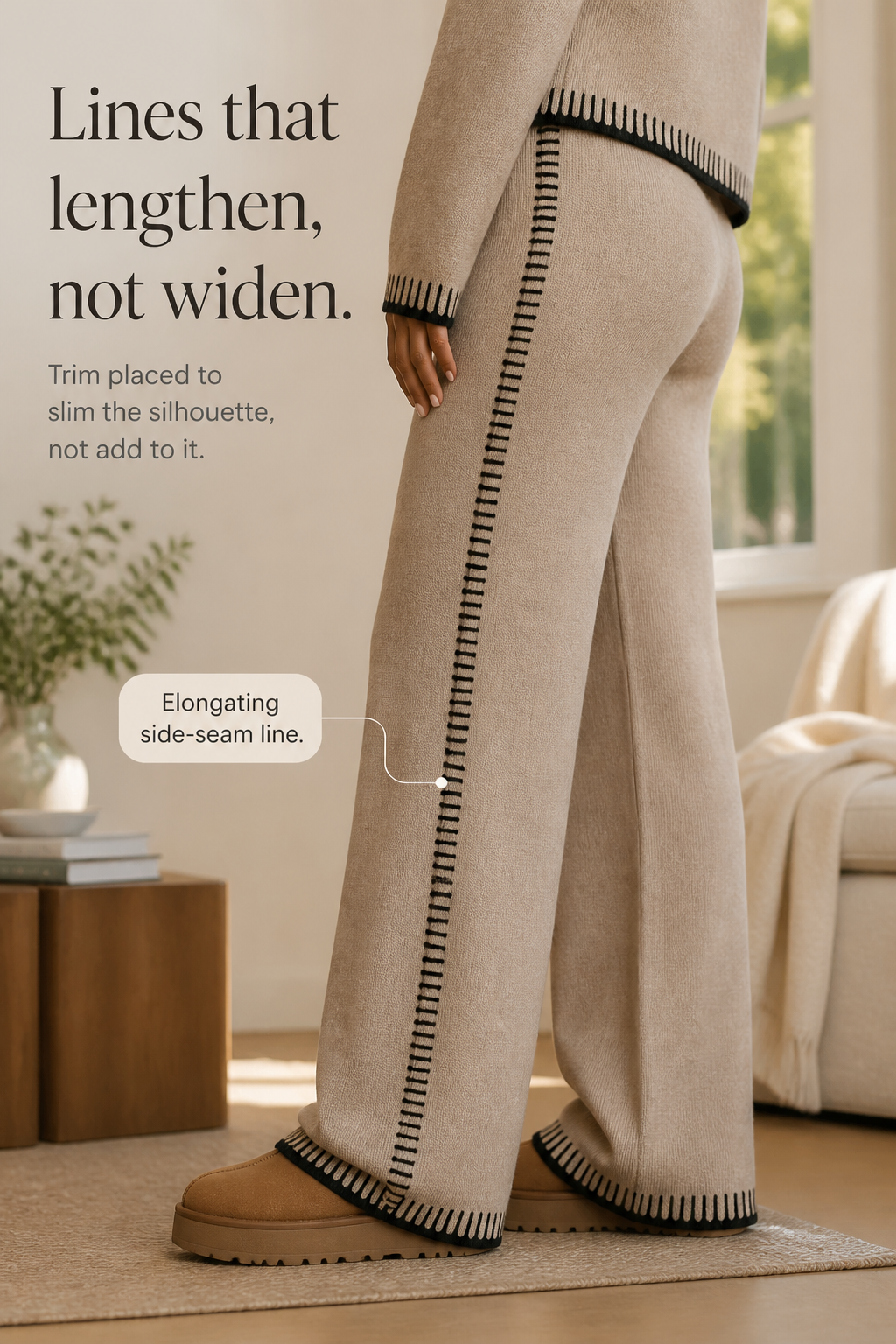 Linewear – Zestaw kardiganu i spodni z kontrastowym wykończeniem