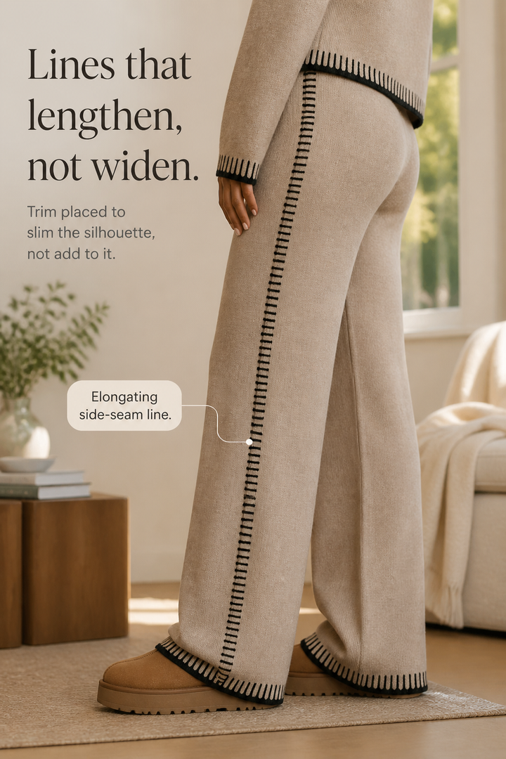Linewear – Zestaw kardiganu i spodni z kontrastowym wykończeniem