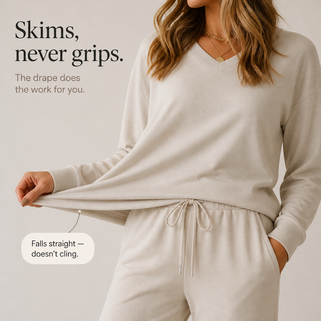 Draperie – Zestaw dresowy z dzianiny z pionowymi szwami