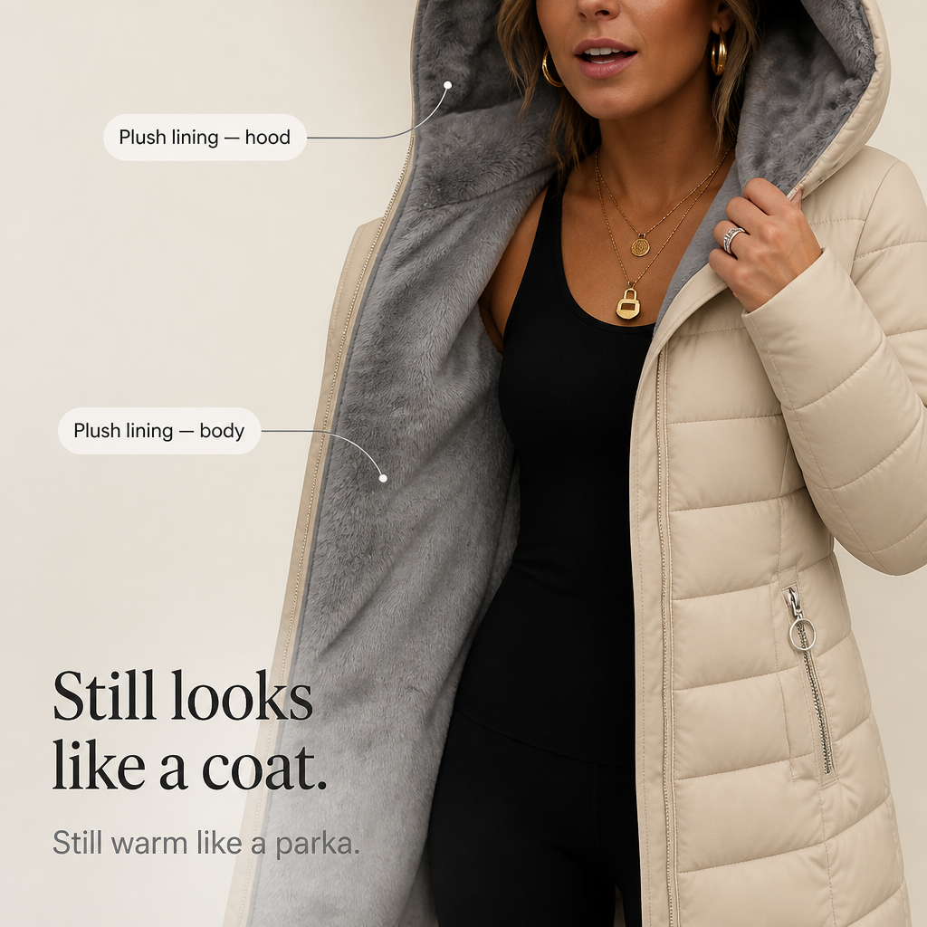 Wintervale – Kurtka puchowa z kapturem, wyłożona pluszem