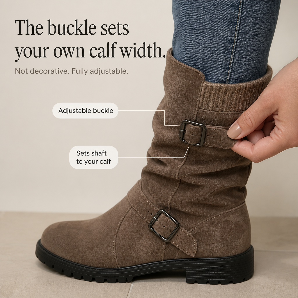 Wearbella – Botki na obcasie z klamrą w stylu slouchy do połowy łydki