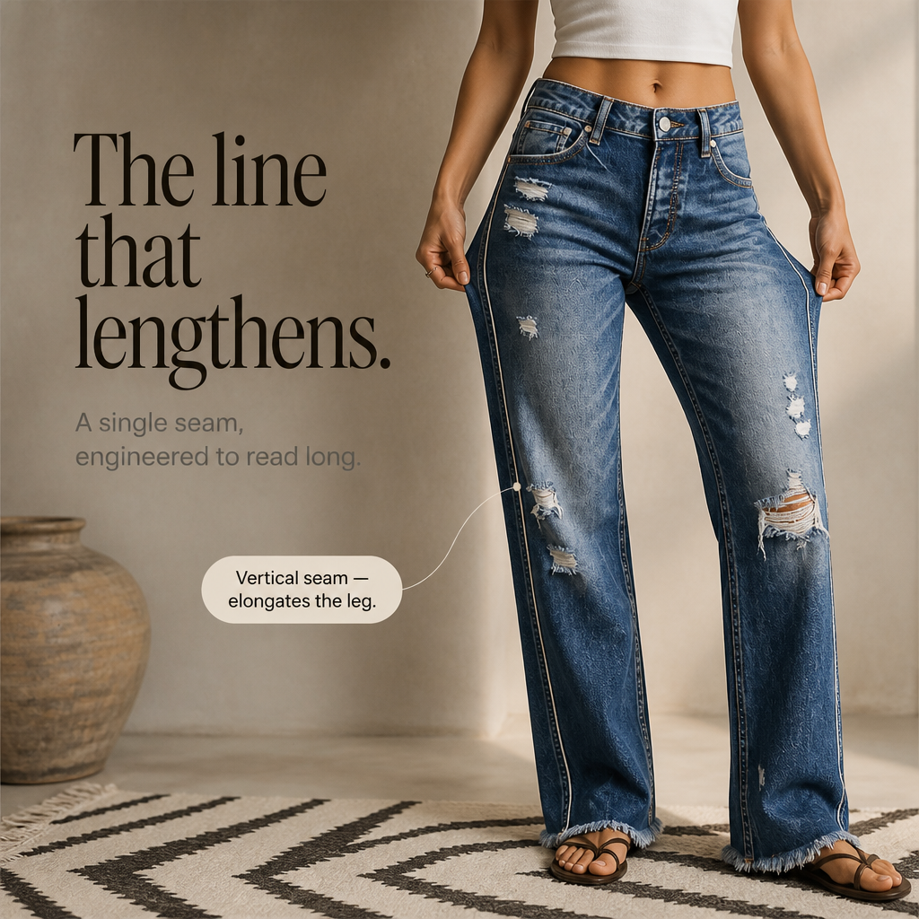 Trueline Denim – Dżinsy o wysokim stanie z prostymi nogawkami i pionowymi szwami
