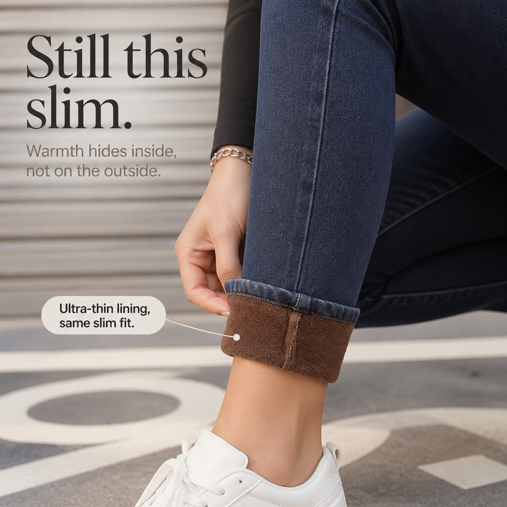 Plushden – Dżinsy Skinny z Fleecką w Środku