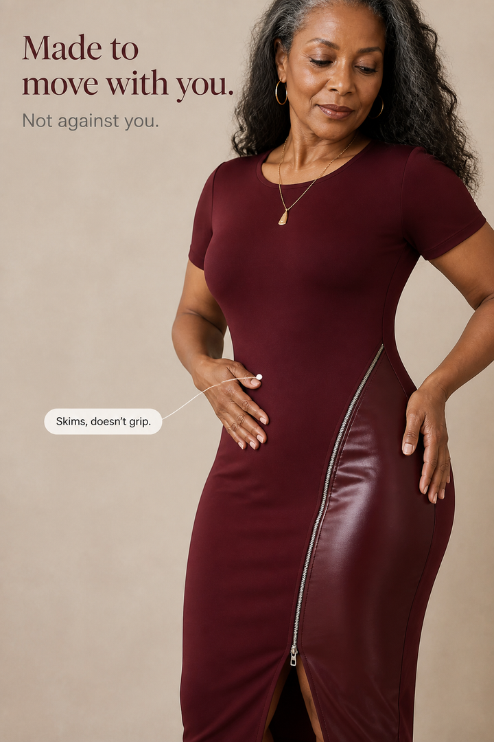 Sixpm – Sukienka bodycon z diagonalnym zamkiem i panelami z PU