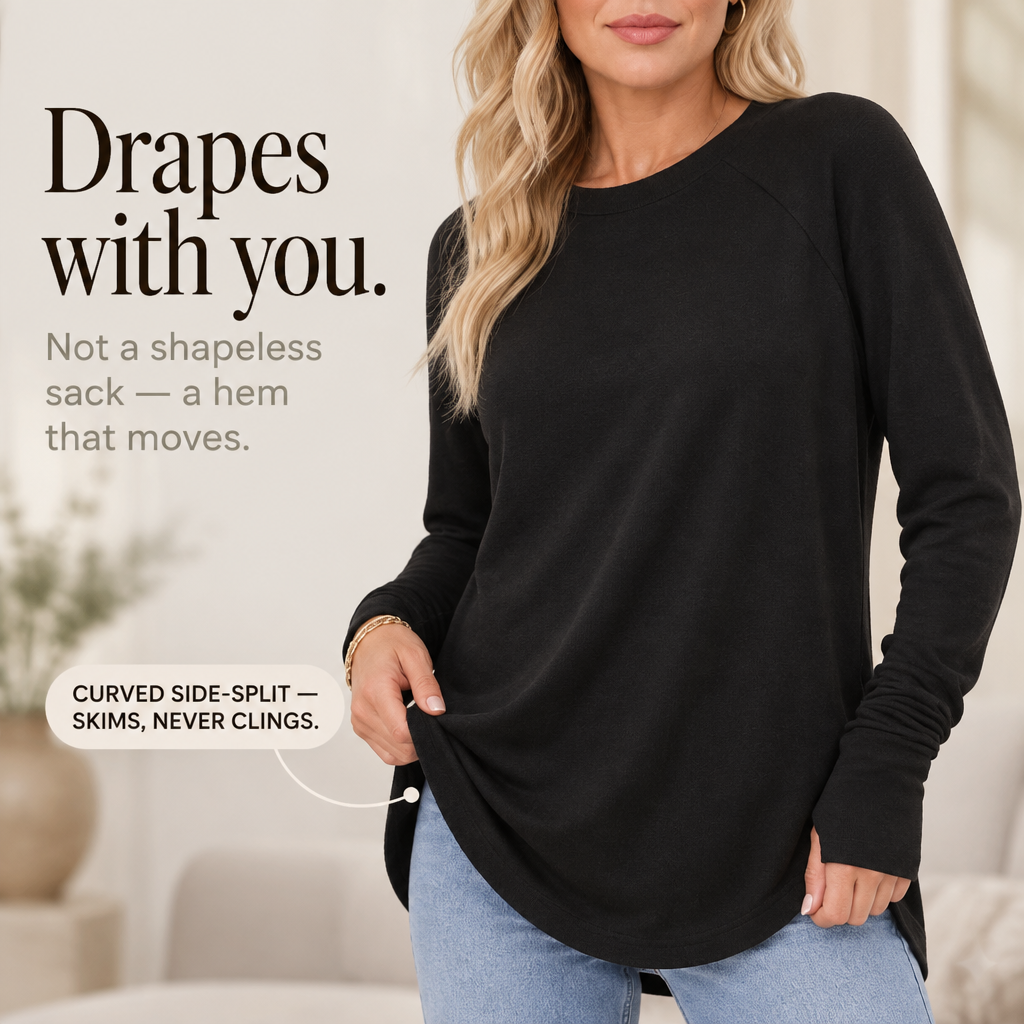 Cozelle – Sweter z otworami na kciuki i bocznymi rozporkami