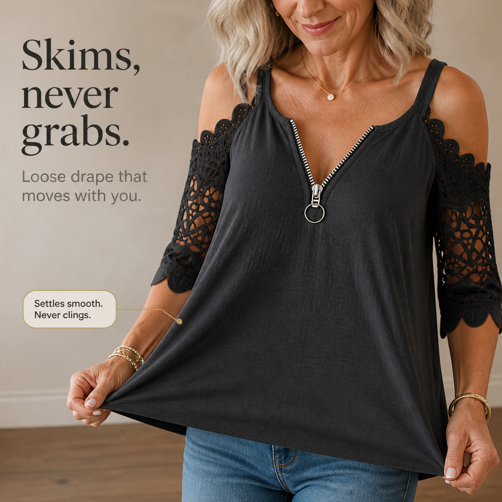 Wearbella – Top z koronkowymi rękawami typu cold-shoulder i zamkiem z tyłu