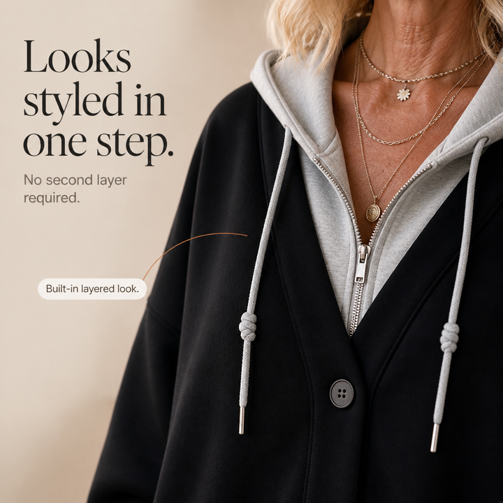 Layerelle – Kolorowy Blokowany Hoodie z Faux-Warstwą i Dekoltem w Serek
