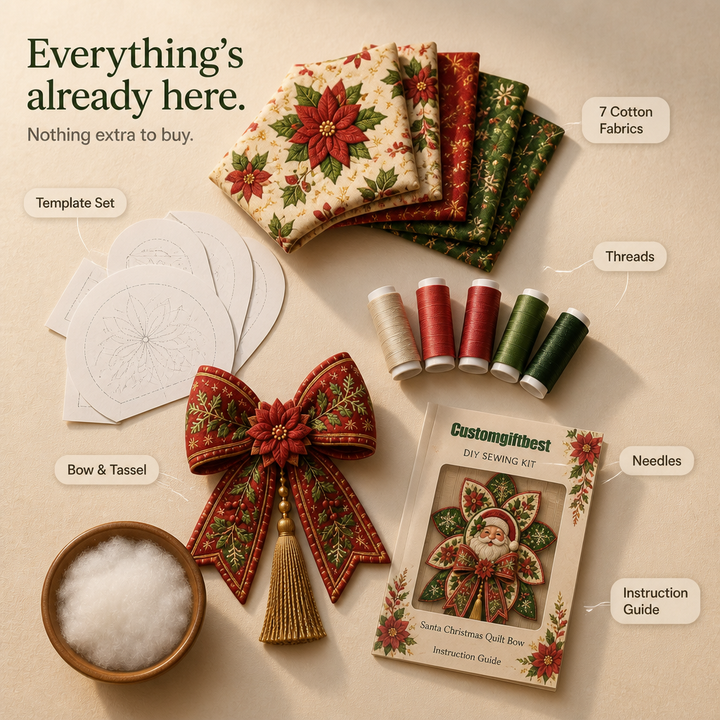 Zestaw do szycia Stitchmas Bow – Zrób to sam Zestaw do szycia ozdoby Mikołaja