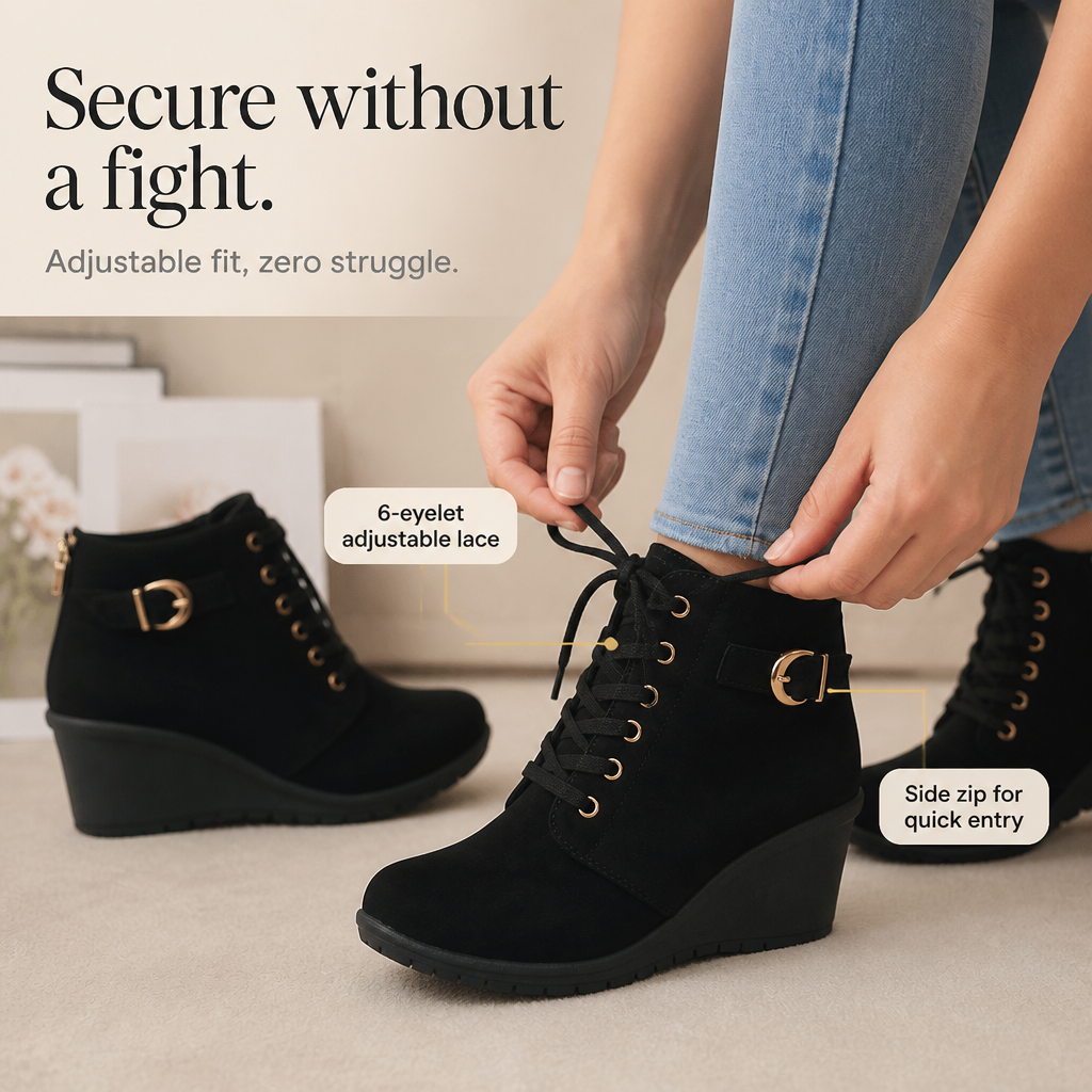 Wearluxe – Ukryte Botki na Koturnie z Zapięciem