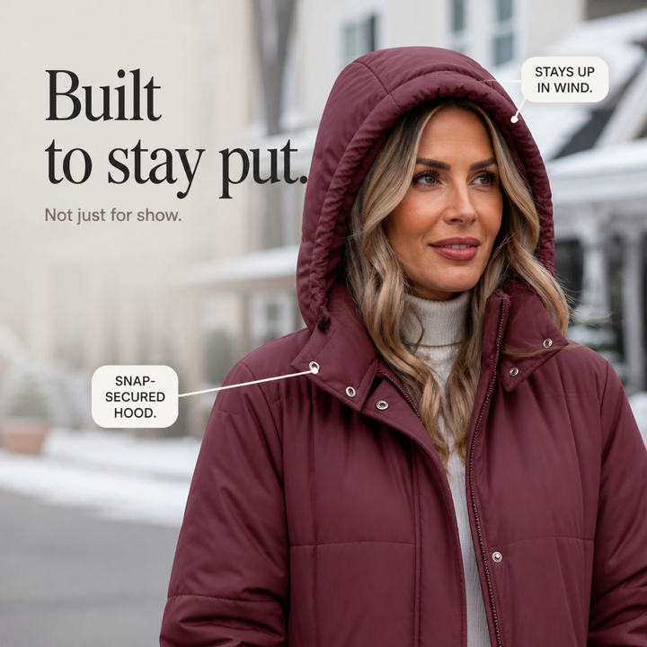 Wearbella – Długi Puchowy Płaszcz z Kapturem