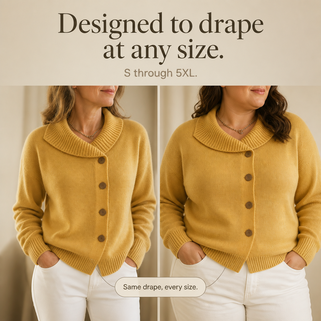 Draperie – Kardigan z dużym kołnierzem w stylu wodospadu