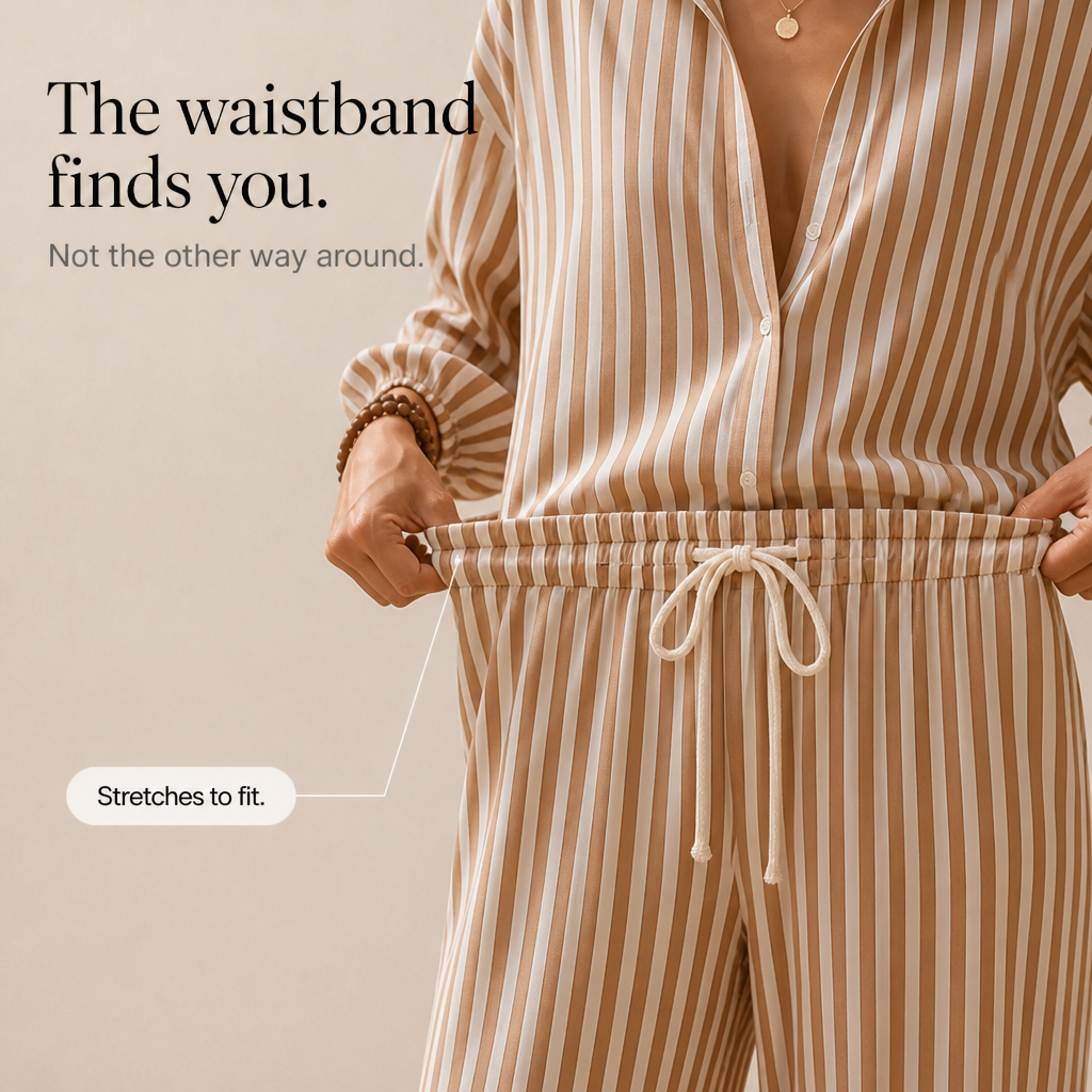Wearbella – Dwuczęściowy zestaw z paskami i rękawami lampionowymi