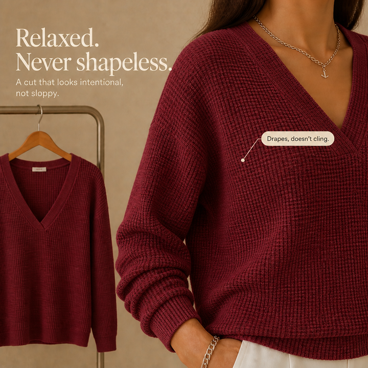 Wearbella – Top z dekoltem w serek i opadającymi ramionami z dzianiny wafelowej