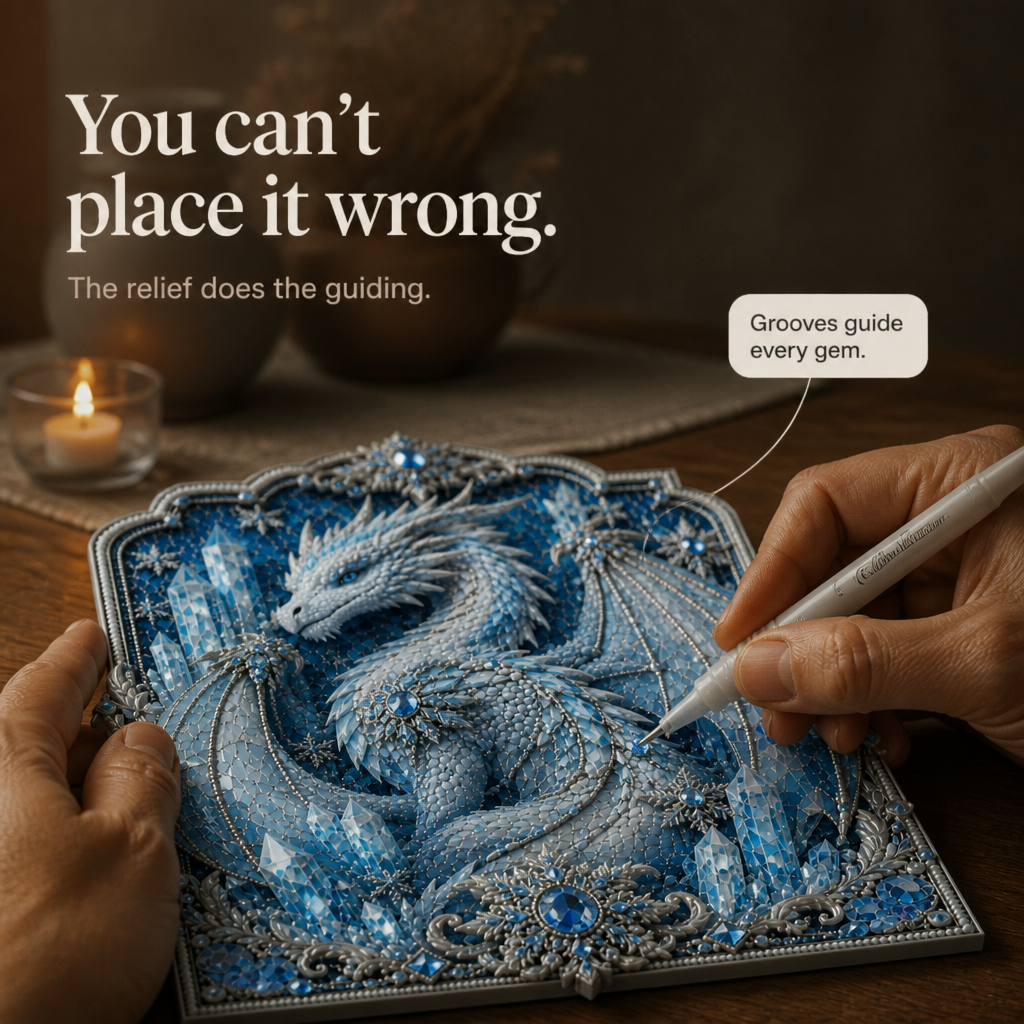 Dragonelle – Zestaw do Sztuki Diamentowej z Kryształowym Smokiem 3D