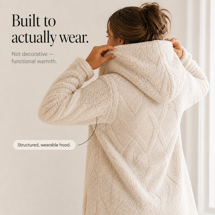 Wearbella – Puchowy płaszcz z kapturem w diamentowy żakard