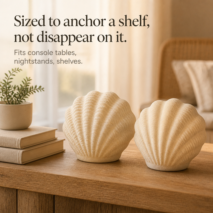 Coastal Glow Co. – Zestaw ceramicznych lamp w kształcie muszli i konchy